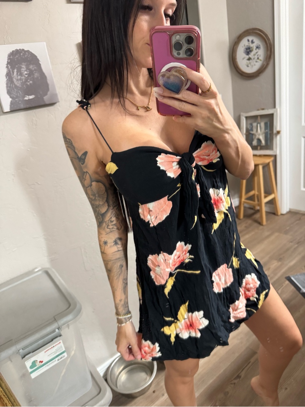 Women’s Black Floral Tie-Front Cami Dress - billabong